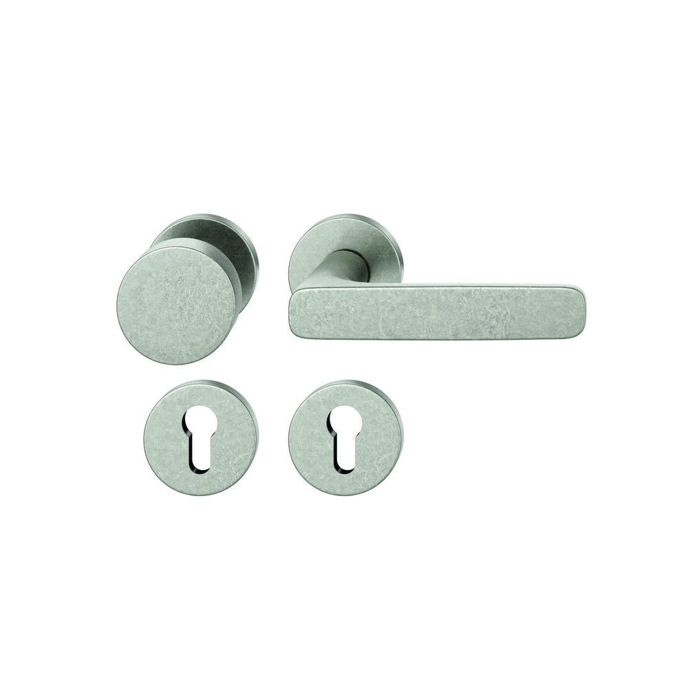 FSB Wechselgarnitur 72 1289, Ausführung Türgriff (außen) fest, Rosette, rund, Profilzylinder gelocht, Vierkant 8mm, DIN Rechts, Türstärke 39 - 48mm mit Stütznocken, silber eloxiert