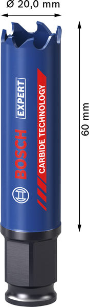 Bild der Produktabmessungen, Lochsäge, Karbid, Carbid, 60 mm, Blau
