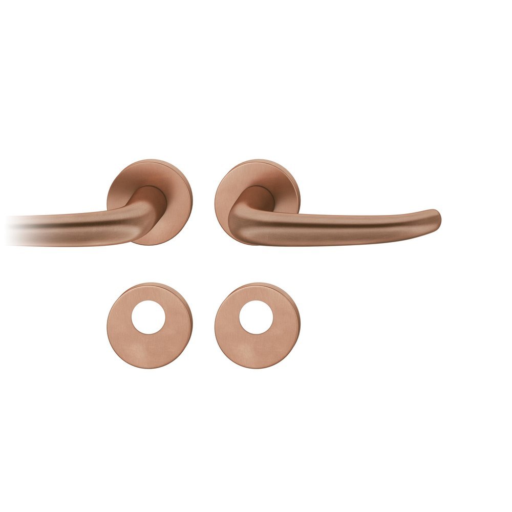 FSB Drückergarnitur 12 1023, Rosette, rund, Rundzylinder gelocht, Vierkant 8mm, DIN Links-Rechts, Türstärke 39 - 58mm, mit Stütznocken, hellbronze patiniert gewachst Adapter-Standardlager