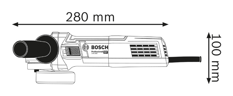 Bild der Produktabmessungen, rotary grinder, Bosch tool, angle grinder, cordless?, power tool