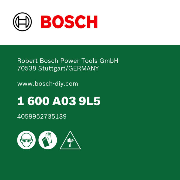 Digitale GPSR-Kennzeichnung, Power tool, Akkuwerkzeug, grünes Etikett, Herstellungskennzeichnung, Gefahrensymbol
