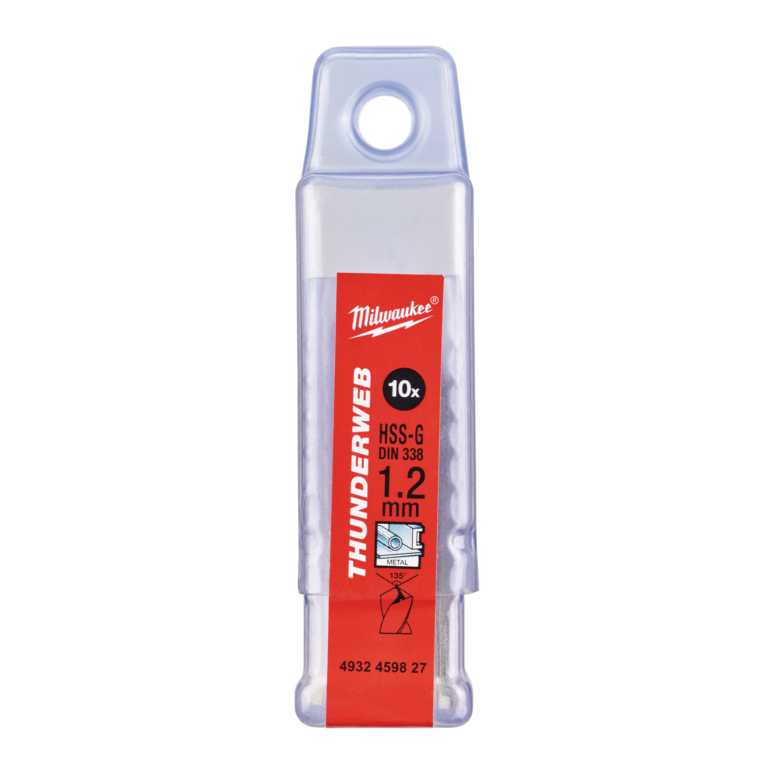 Milwaukee Metallbohrer HSS-G 1,2 x 38 mm, THUNDERWEB DIN 338 10er Pack