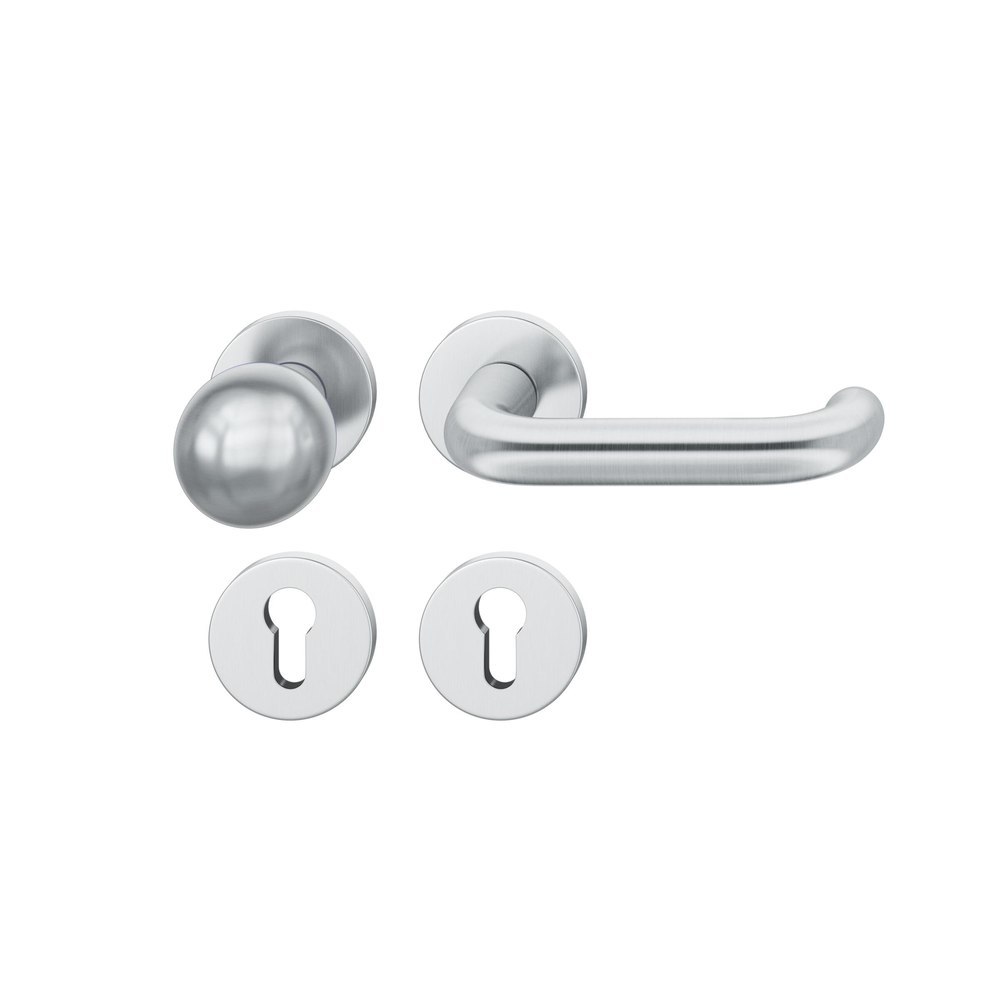 FSB FH Wechselgarnitur mit Rosetten 79 1146, AGL3, rund, VK 9 mm, Knopf 0802, Edelstahl