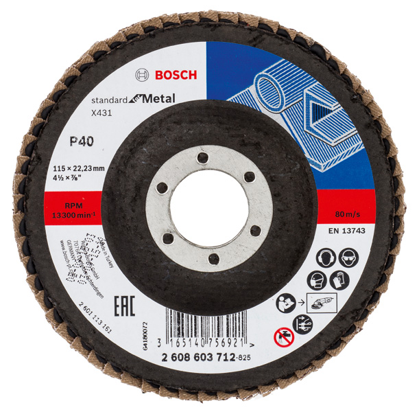 Bosch Fächerschleifscheibe X431 Standard for Metal, gerade, 115 mm