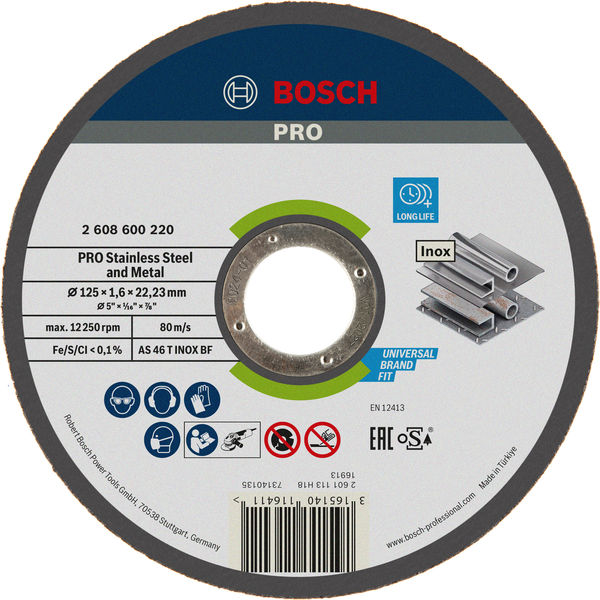 Bosch PRO Stainless Steel and Metal Trennscheibe, 125 x 1,6 x 22,23 mm
