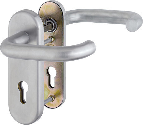 HOPPE FH Schutz-Drückergarnitur Paris mit Kurzschild FS-E138F/3331K/353K-1, Edelstahl