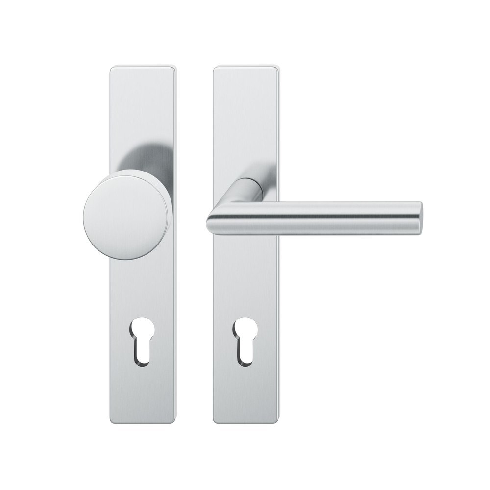 FSB Wechselgarnitur mit Langschild 12 1076, ASL, VK 8, eckig, mit Nocken, Knopf 0829, HT, Edelstahl