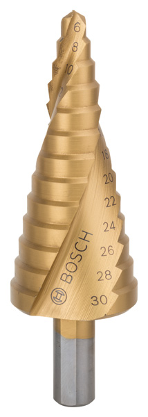 Bosch Stufenbohrer HSS-TiN, 6 - 30 mm, 10 mm, 93,5 mm, 13 Stufen