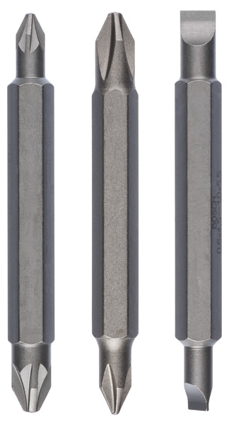 Bosch Doppelklingenbit-Set, 3-teilig, PH1, PZ1, S 0,6x4,5, PH2, PZ2, S1,0x5,5, 60 mm