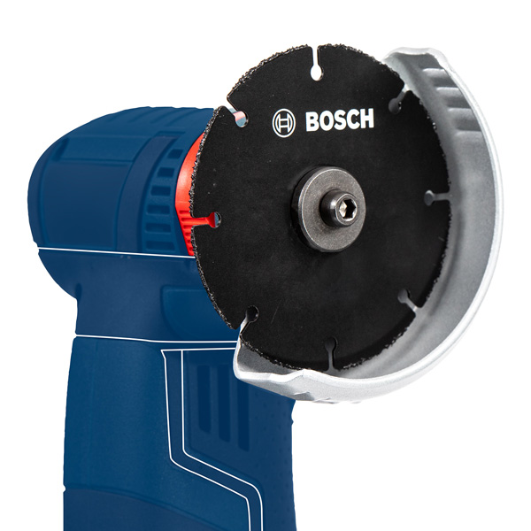 Feature-Bild, Winkelschleifer, Schleifscheibe, Bodenschutz, Gehäuse blau, Bosch