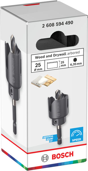 Produktbild Verpackung, Holzwerkstoff-Bohrerset, Bohrer, Arbeitskopf, Schaftbohrer, 2-teilige Spitze