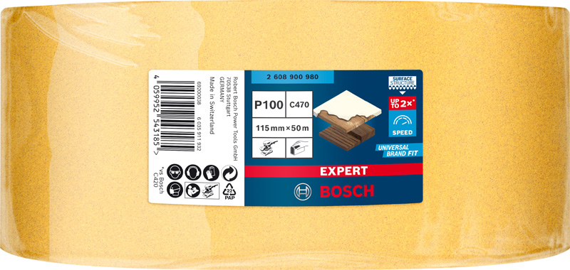 Bosch EXPERT C470 Schleifpapierrolle zum Handschleifen, 115&nbsp;mm x 50&nbsp;m, K 240