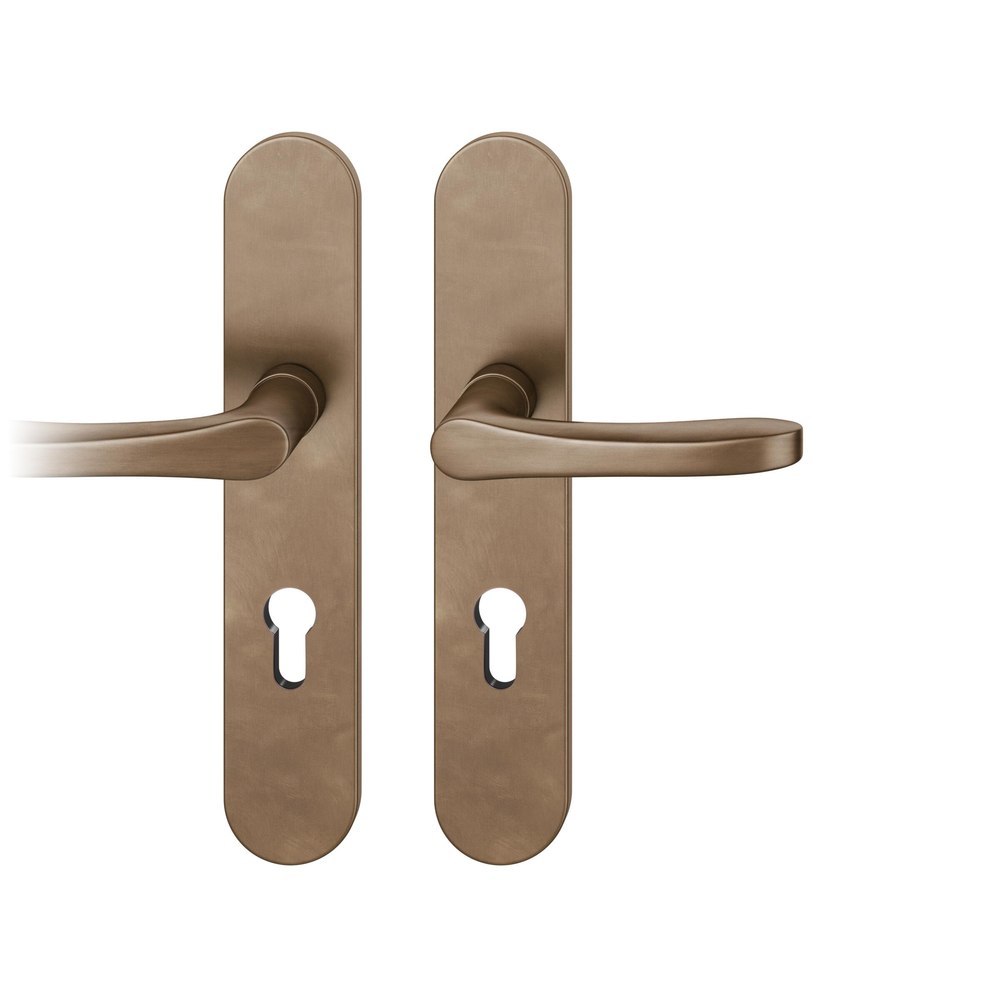 FSB Drückergarnitur mit Langschild 12 1106, VK 8, oval, mit Nocken, Bronze