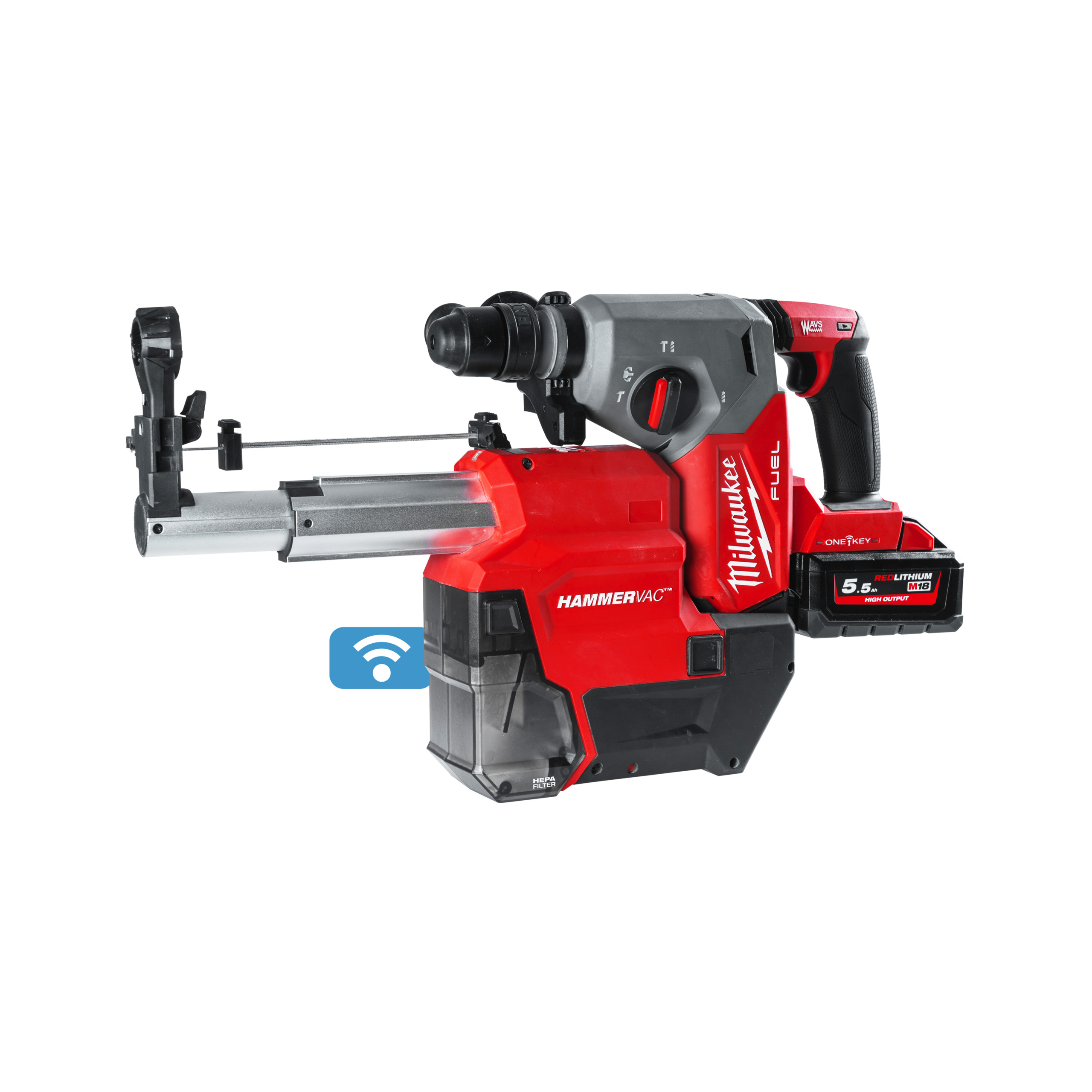 Milwaukee Akku-Kombihammer + Staubabsaugung M18 ONE KEY M18ONEFHXDEL-552C