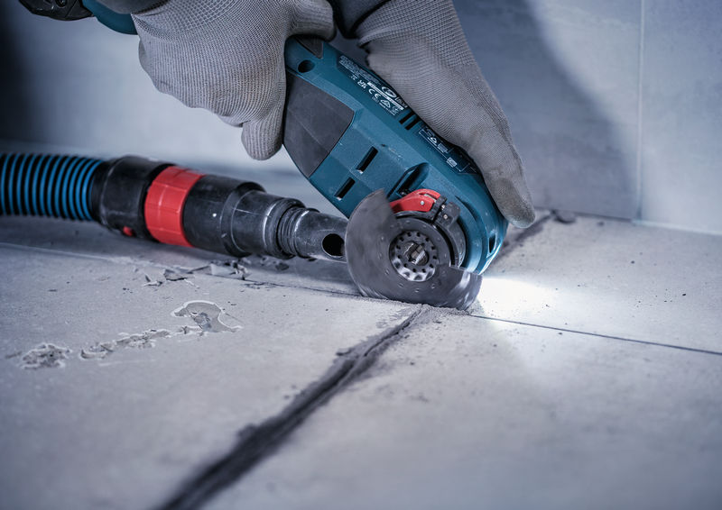 Anwendungsbild, Trennscheibe, Schleifwerkzeug, Epoxid-/Fliesenarbeiten, Kreisschleifer, Bodenschutz