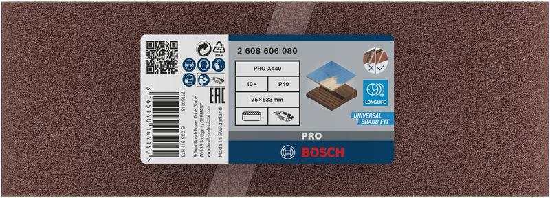 Bosch PRO X440 Schleifband, 75 x 480&nbsp;mm, G80