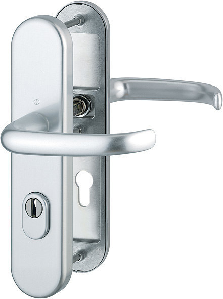 HOPPE FH Schutz-Drückergarnitur San Francisco mit Langschild FS-1301F/3332ZA/3310, Aluminium