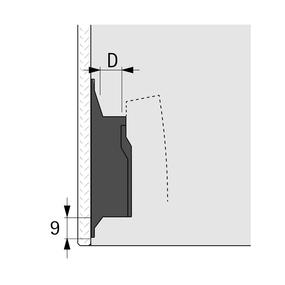 Hettich Montageplatte, Dist. 10mm, zum Kleben
