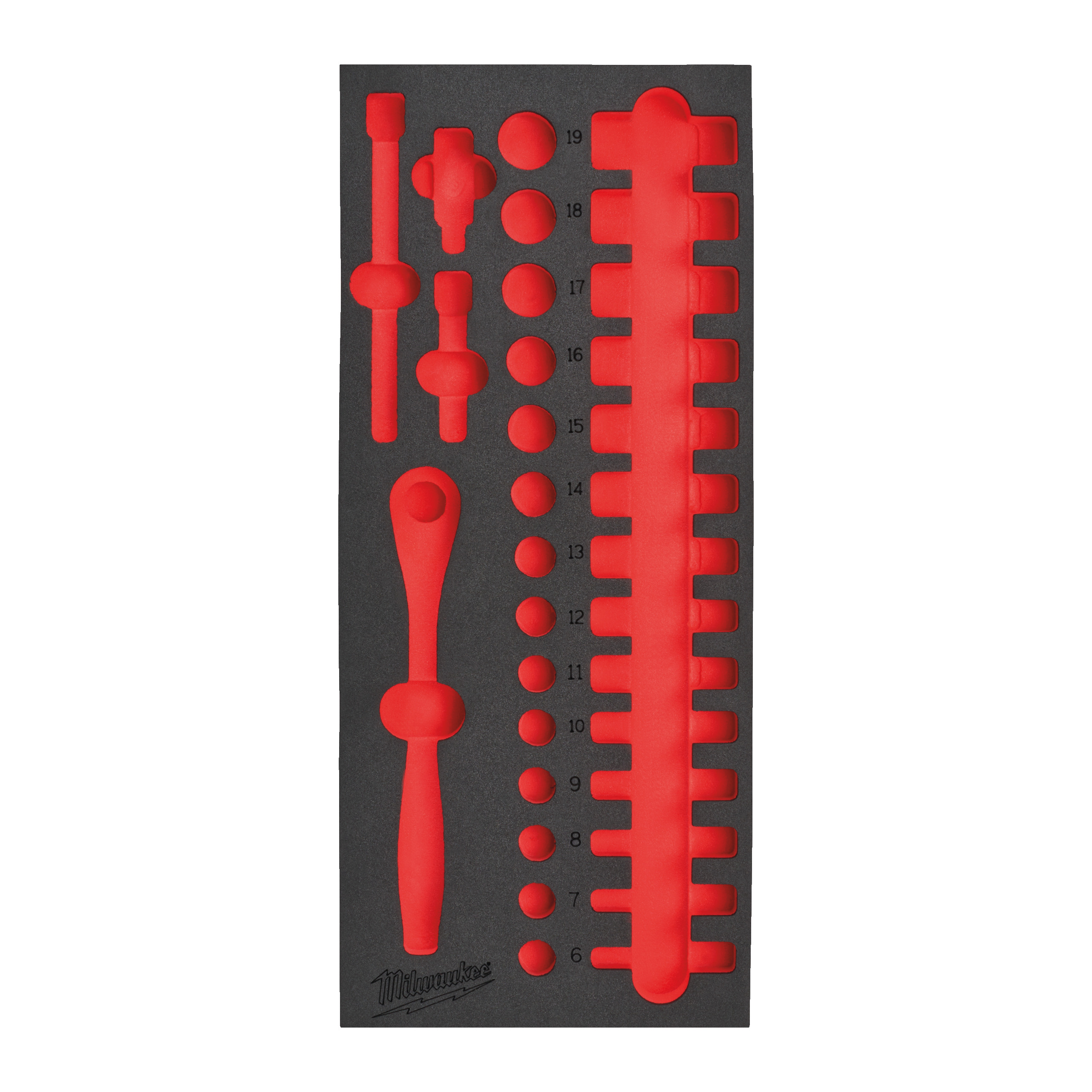 Milwaukee Einlage für 3/8" Ratsche und Steckschlüsseleinsätze, Werkstattwagen 78 cm Ersatz-Einlage 1/3