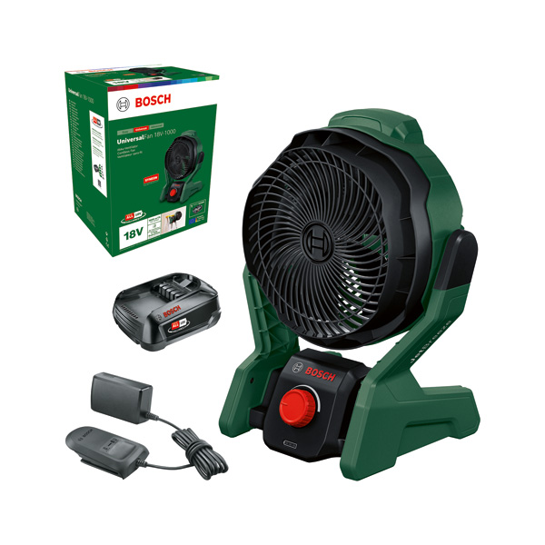 Bosch Akku-Ventilator UniversalFan 18V-1000, 1 x Akku PBA 18V 2.0Ah, Ladegerät