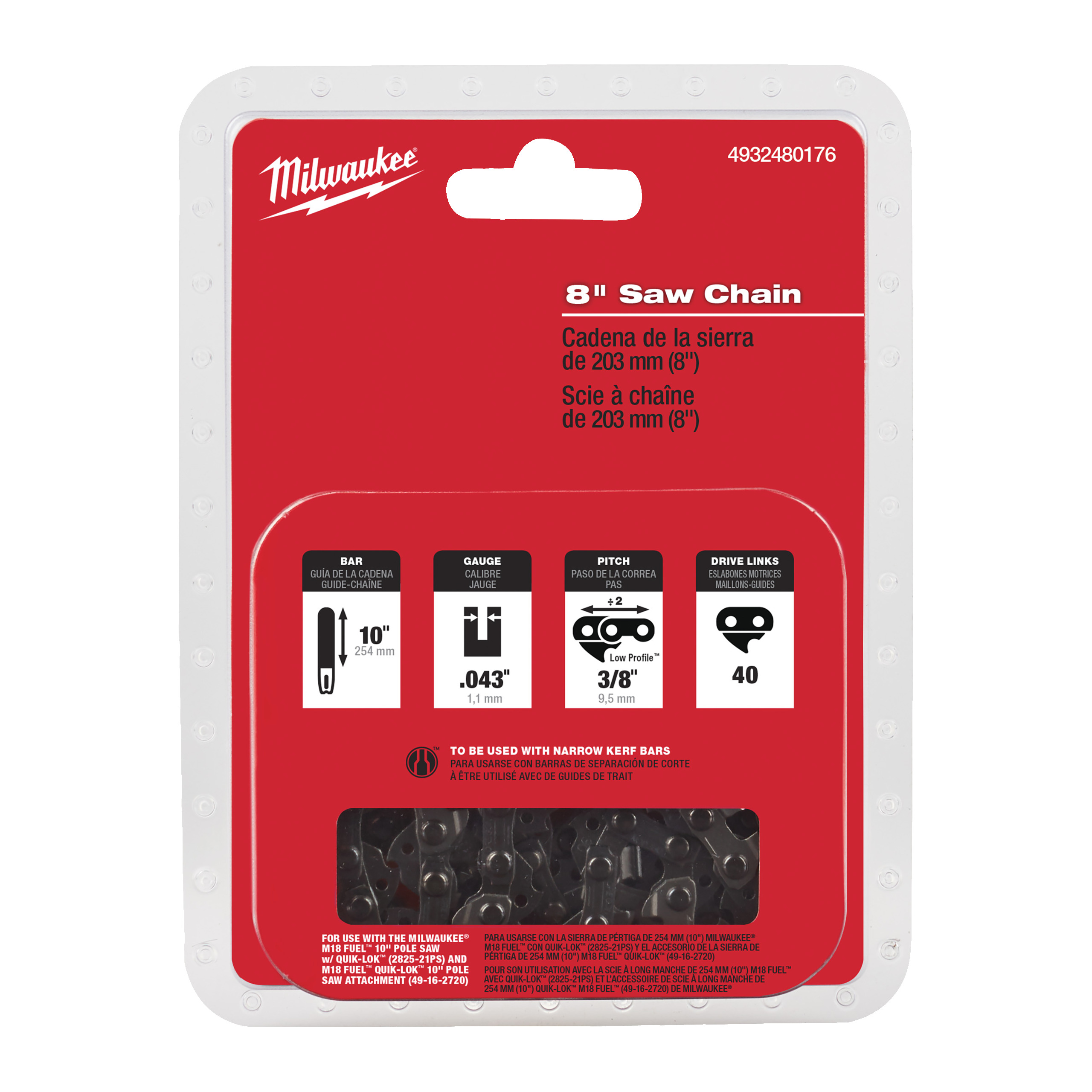 Artikelhauptbild Milwaukee Sägekette 20 cm / 8" für M18 FHS Sägekette 20 cm / 8" für M18 FHS