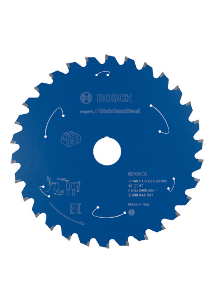 Bosch Akku-Kreissägeblatt Expert for Stainless Steel, 140 x 1,5/1,2 x 20, 30 Zähne
