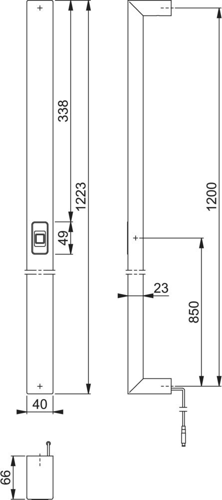 LED-Streifen, Lichtvorrichtung, Wandhalterung, Maße 338x1223 mm, Kabelanschluss