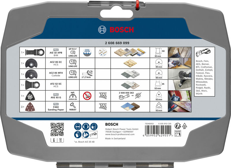 Produktbild Verpackung, werkzeugkasten, schleifscheiben, tiefenauflistung, werkzeuge, kassettenset