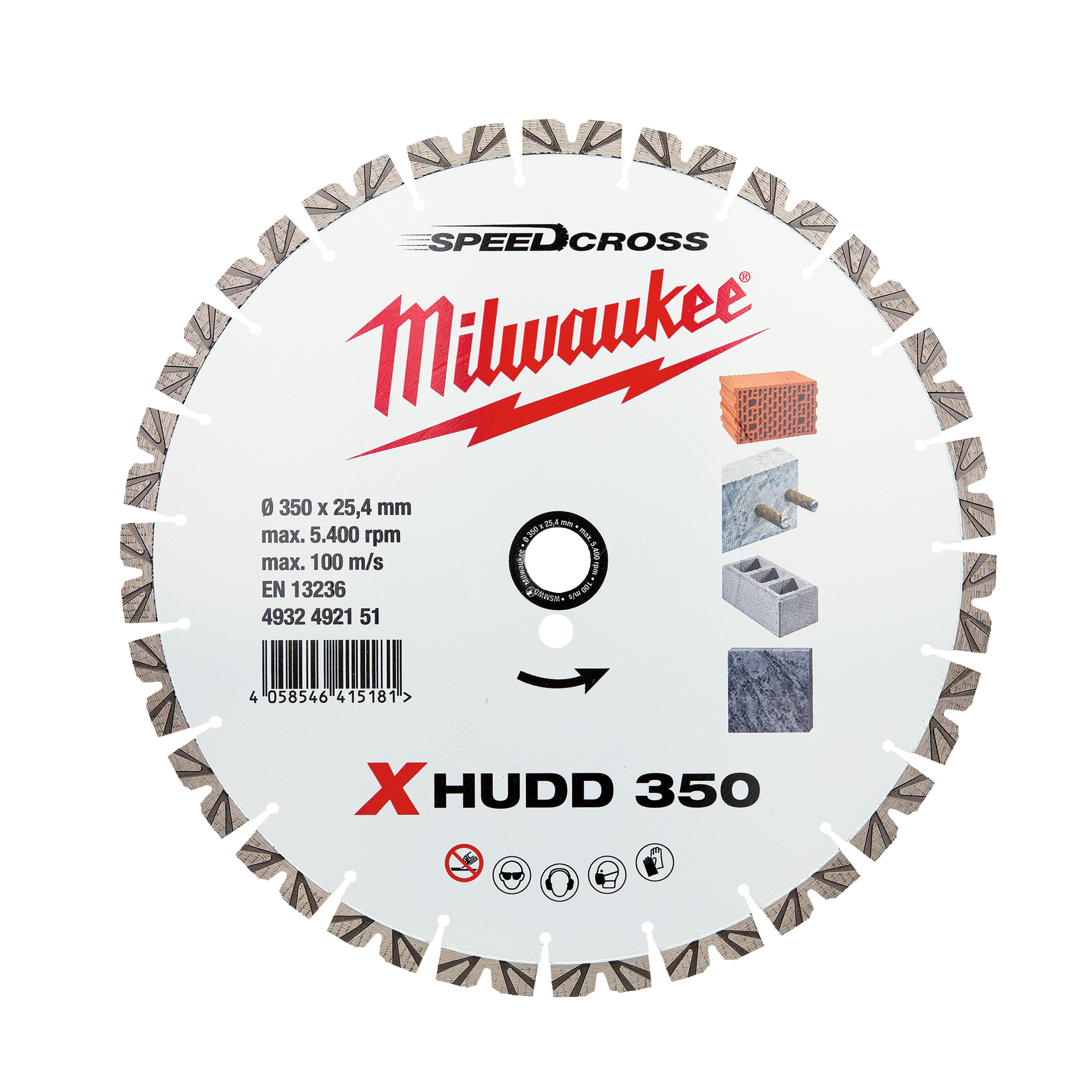 Milwaukee Diamanttrennscheibe für harte Materialien Speedcross XHUDD 350 mm