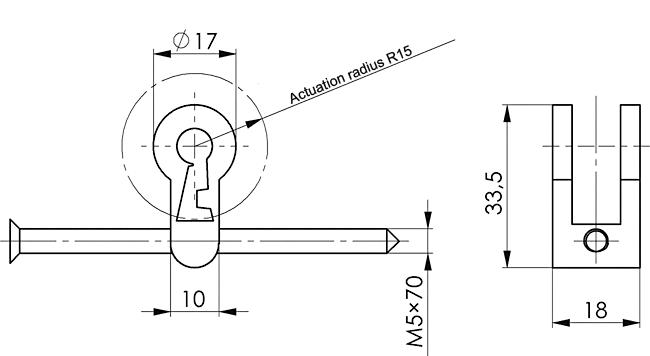 mechanismus, scharnier, bolzen, nut, abmessungen