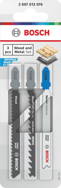 Produktbild Verpackung, Holzmetall-Sägeblätter, Sägeblätter-Set, Holzwerkzeug, Trennsägeblatt, Bosch-Logo