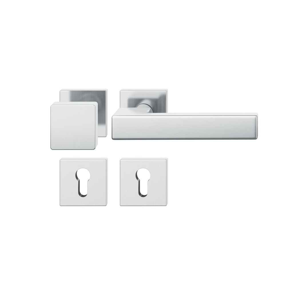 FSB Wechselgarnitur mit Rosetten 12 1183, Knopf 0 811, VK 8, eckig, Edelstahl