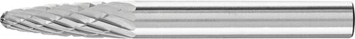Hartmetall-Frässtift mit 6-mm-Schaft, Rundbogenform RBF (Baumform), Zahnung 3 PLUS