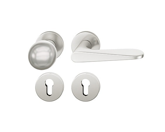 FSB Wechselgarnitur mit Rosetten 12 1144, Knopf 0 802, Vierkant 8, rund, Aluminium