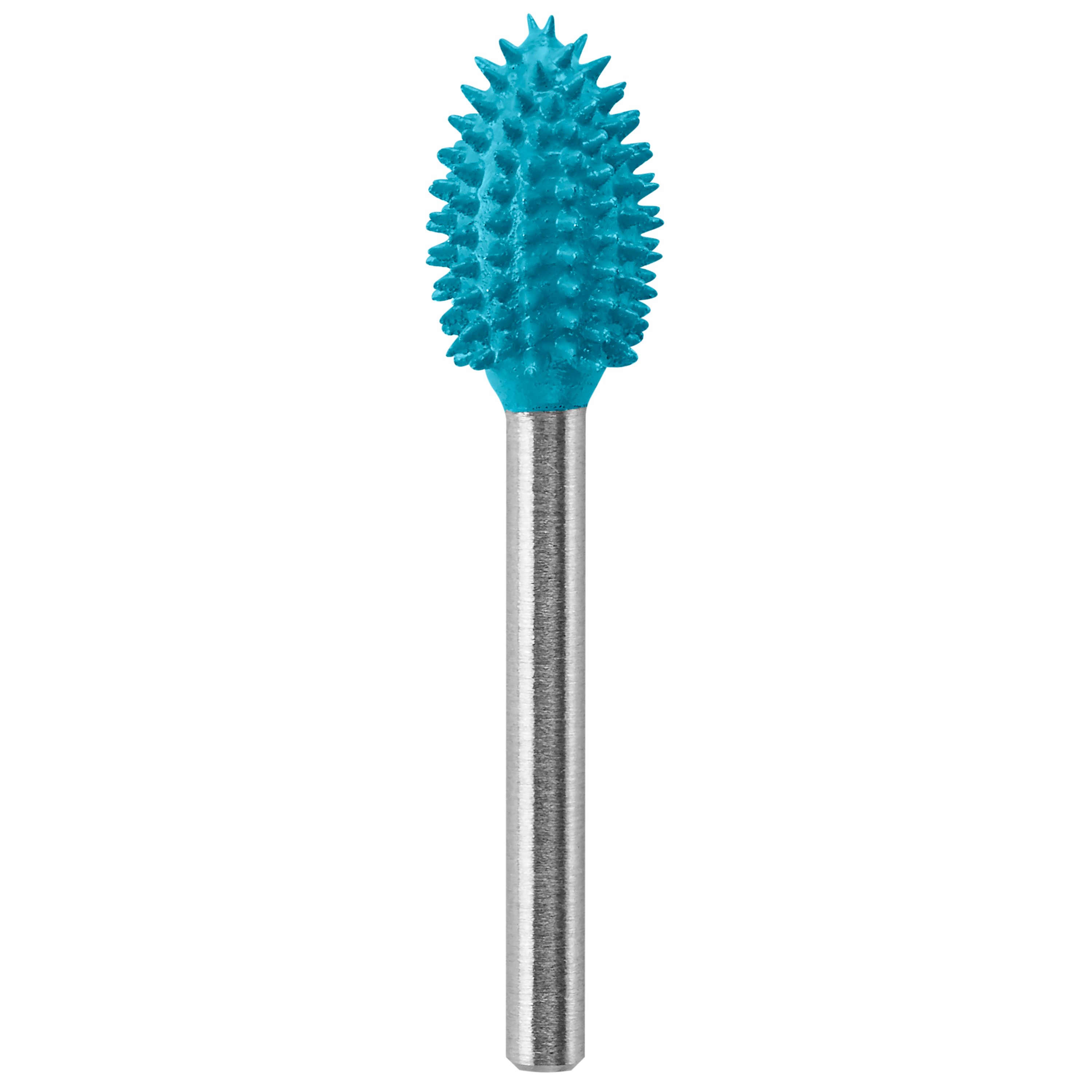 Produktbild, Turbine Ball Nose, Dremel bit, Türkisblau, Metallschaft, Texturierte Spitze