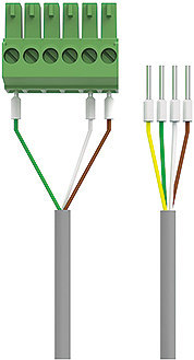 Klemmblock, grüne Steckbrücke, Kabelverdrahtung, Industriestecker, Trennblock