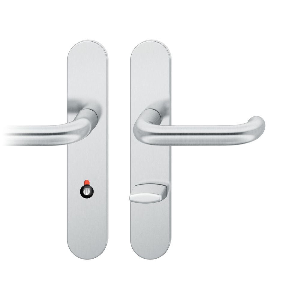 FSB Drückergarnitur mit Langschild 72 1146, oval, AGL3, Edelstahl