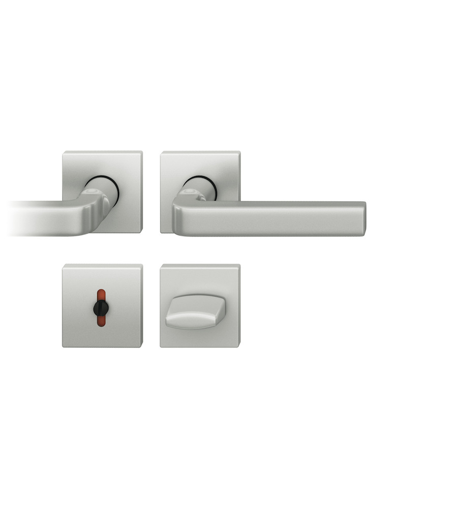 FSB Drückergarnitur mit Rosetten 12 1004, ASL, eckig, VK 8,5 mm, mit Nocken, Aluminium