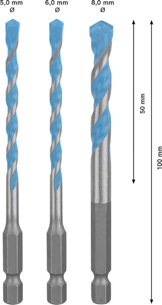 Bild der Produktabmessungen, Bohrer, Spiralbohrer, Inbus-Bohrer, Metallbohrer, HSS-Bohrer