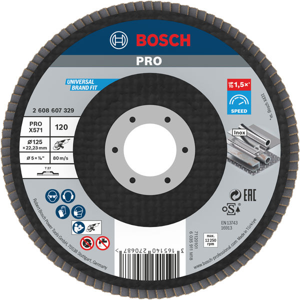 Bosch PRO X571 Fächerschleifscheibe, 125 mm, G120