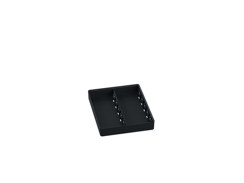 Produktbild Lieferumfang, Tafelablage, geteilte Ablage, Abstellfach, Schubladeneinlage, schwarze Ablage