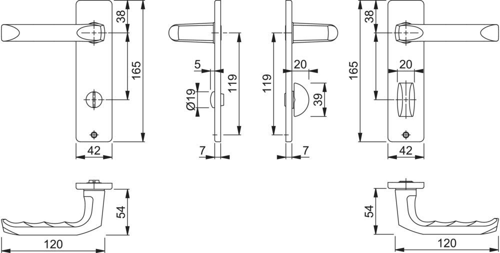 Türgriff, Türhebel, Schnappverschluss, Montagediagramm, Metallgriff