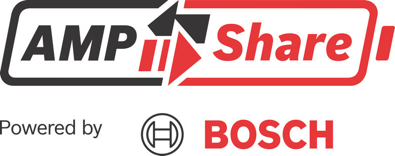 Symbol, logo, AMP, Share, Bosch, powered by