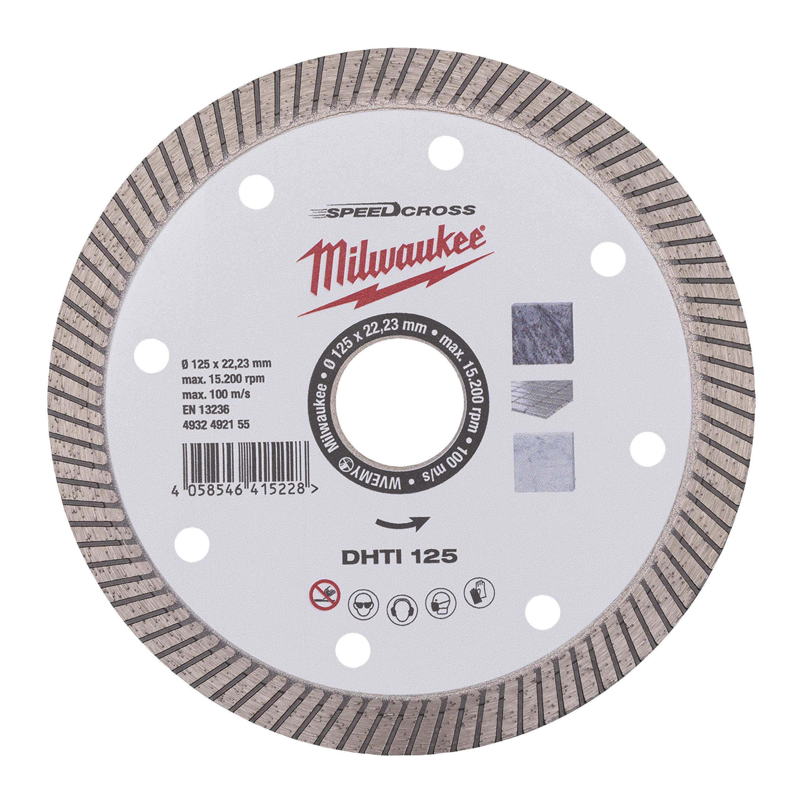 Milwaukee Diamanttrennscheibe Keramik und Naturstein, geschlossen Speedcross DHTi 125 mm