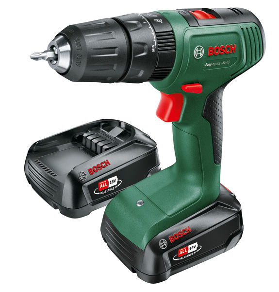 Bosch Akku-Schlagbohrmaschine EasyImpact 18V-40, 2 x Akku PBA 18V 2.0Ah im Tragekoffer