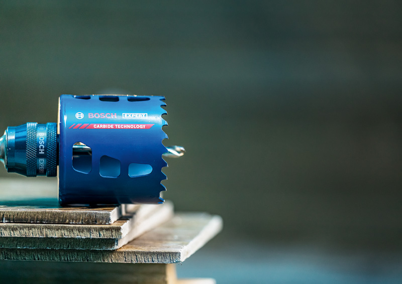 Detailbild, Bohrer, Schneide, Blaue Bohrkassette, Carbide Technologie, Bosch Expert