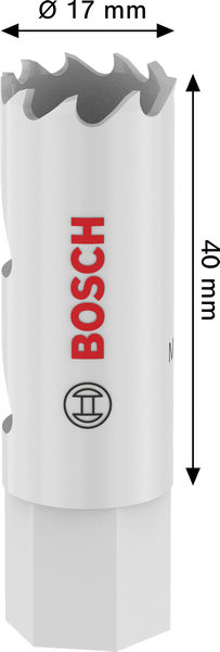 Bild der Produktabmessungen, Zugeschnittene Bohrkrone, Mehrschneiden, Vollmetall, Bohrer, Senker