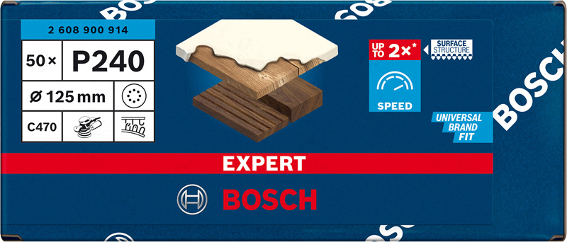 Bosch EXPERT C470 Schleifpapier mit 8&nbsp;Löchern für Exzenterschl., 125&nbsp;mm, K 180, 50-tlg.