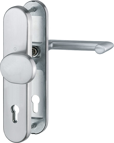 HOPPE FH Schutz-Wechselgarnitur Stockholm mit Langschild FS-E86G/3331/3310/1141F, Edelstahl