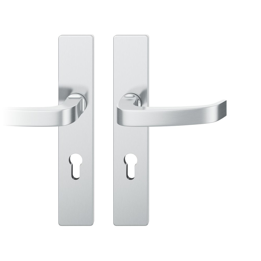 FSB FH Drückergarnitur mit Langschild 79 1164, eckig, Edelstahl